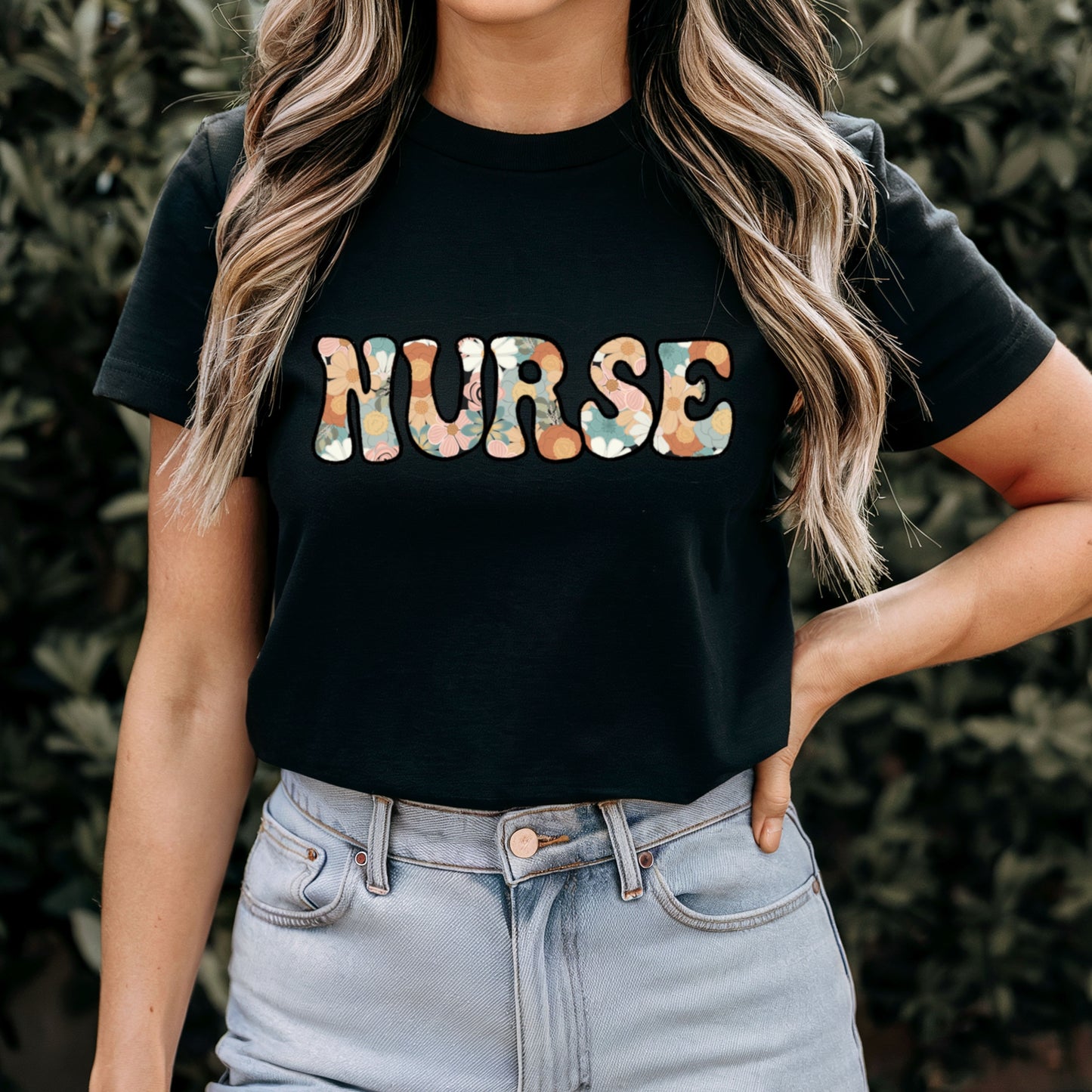Floral Nurse Graphic Tee