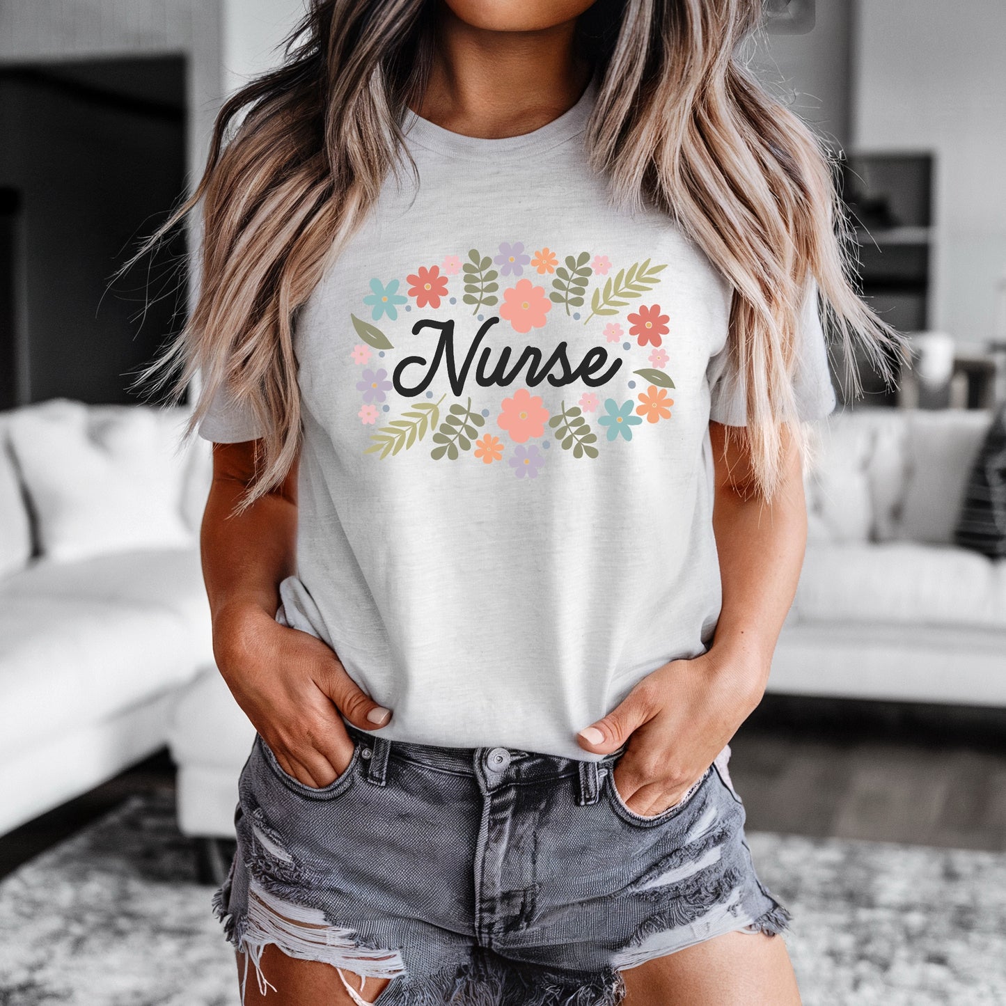 Nurse Floral Short Sleeve Tee