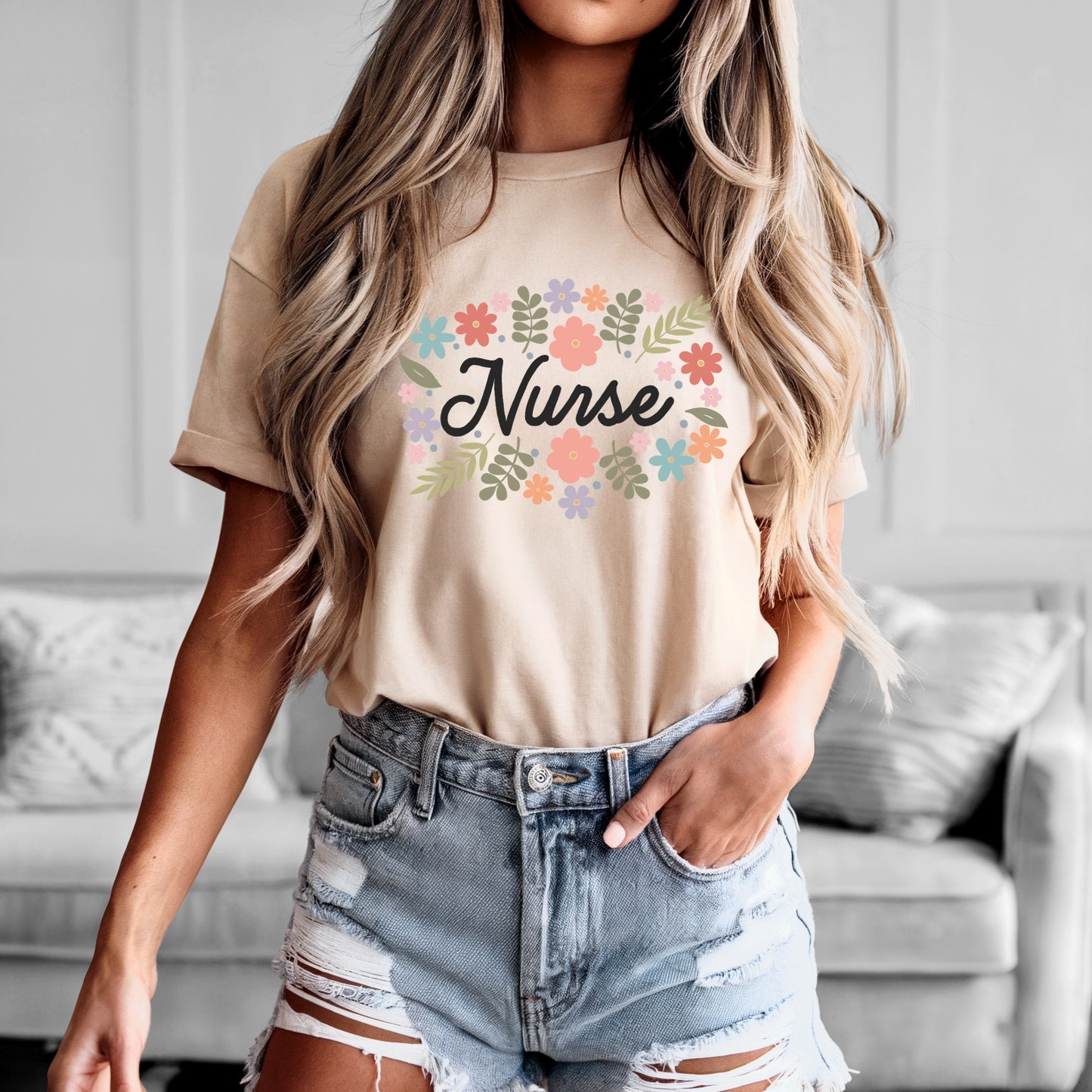 Nurse Floral Short Sleeve Tee