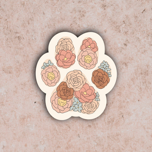 2 Floral Paw Print Stickers