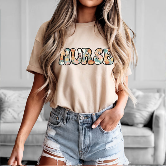 Floral Nurse Graphic Tee