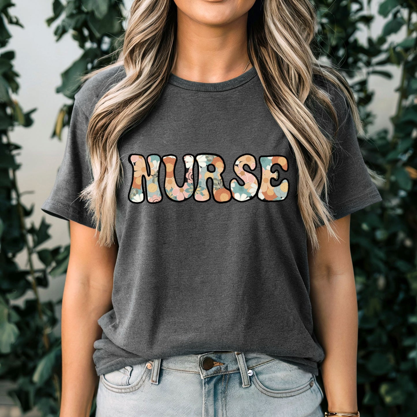 Floral Nurse Graphic Tee