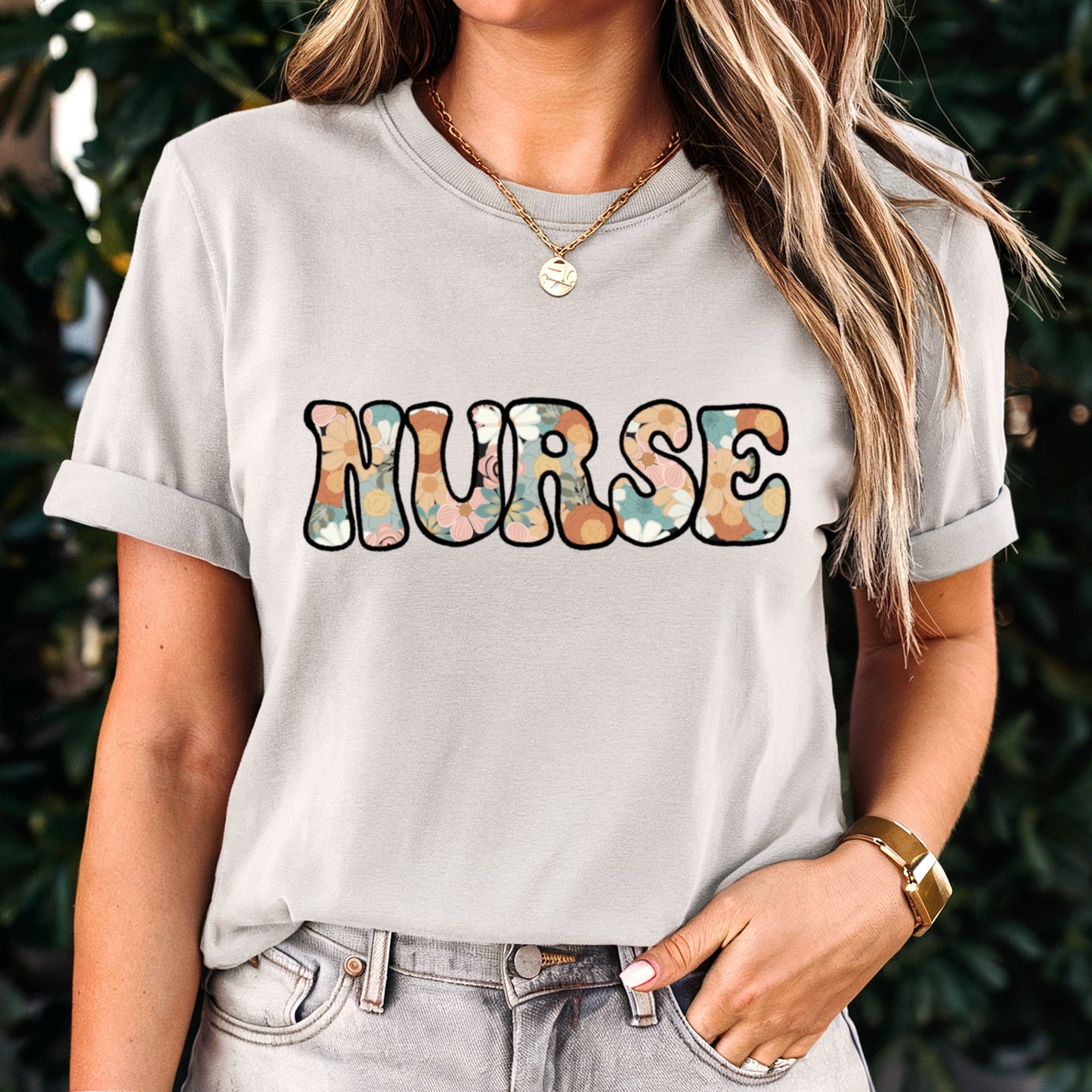 Floral Nurse Graphic Tee