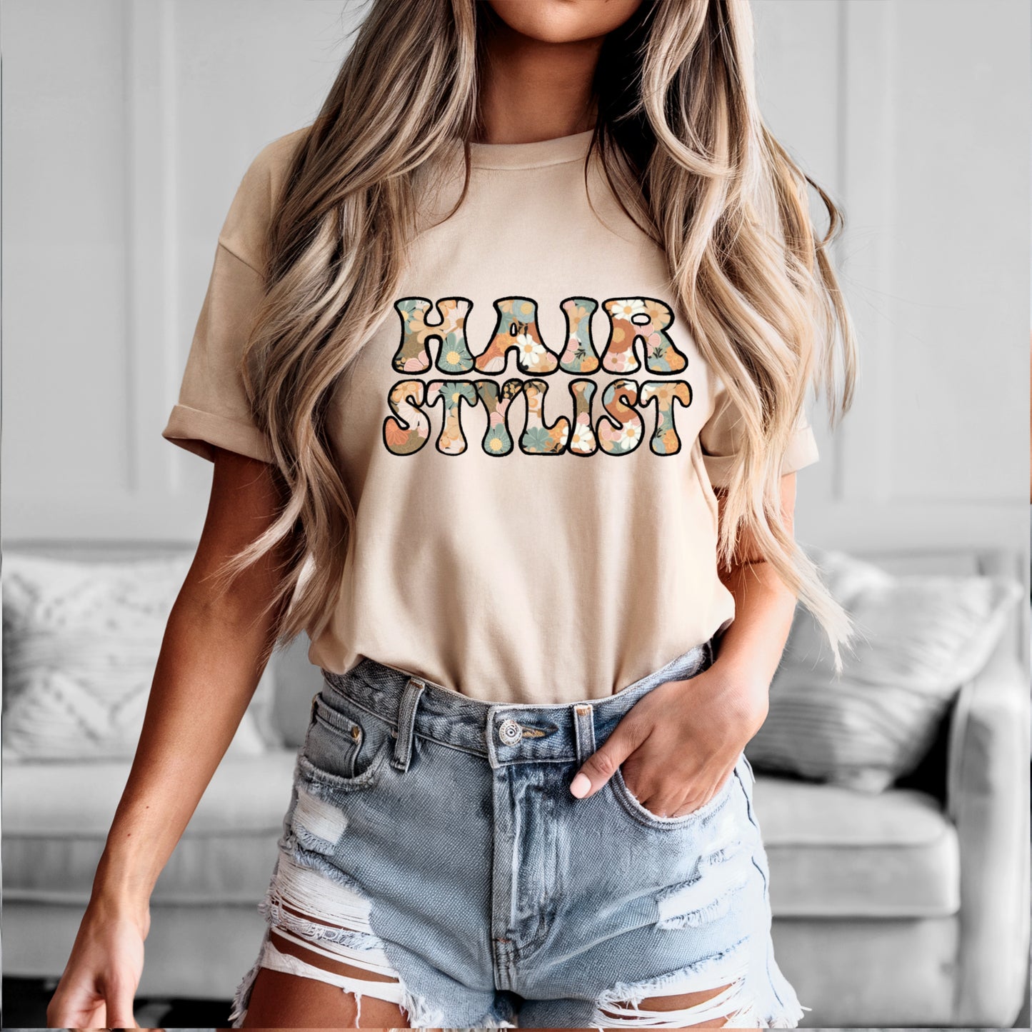 Floral Hair Stylist Tee