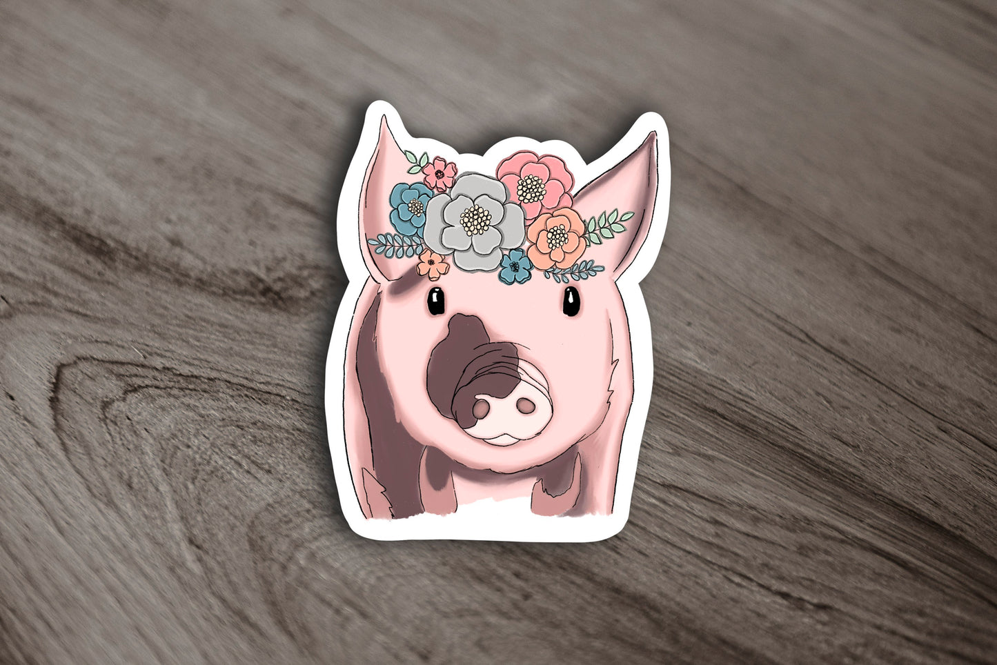 Floral Pig Sticker