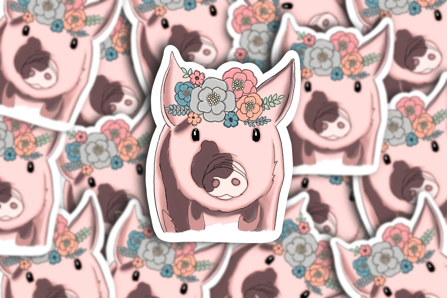 Floral Pig Sticker
